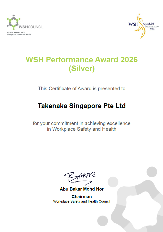 WSH Performance (Silver) Awards 2026 - Takenaka Singapore Pte Ltd
